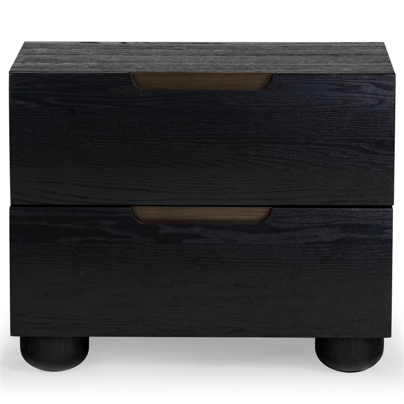Safavieh Beethoven Solid Wood 2 Drawer Nightstand in Black