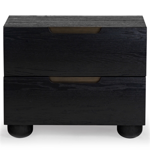 Safavieh Beethoven Solid Wood 2 Drawer Nightstand in Black
