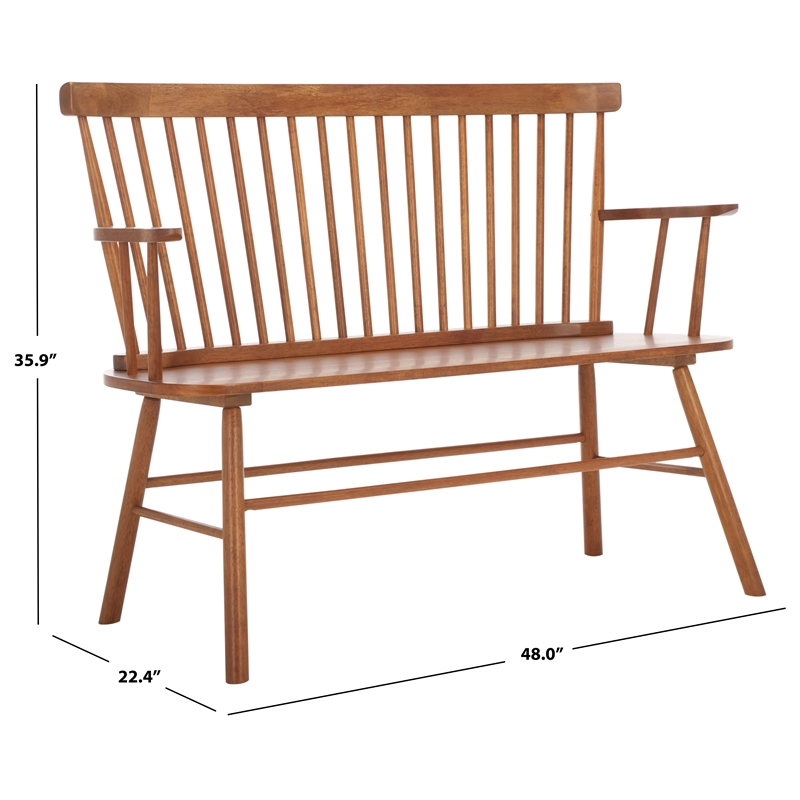 Safavieh Addison Wood Spindleback Settee in Natural