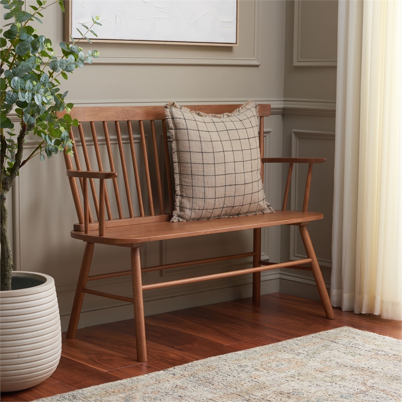 Safavieh Addison Wood Spindleback Settee in Natural