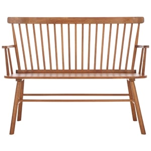 Safavieh Addison Wood Spindleback Settee in Natural