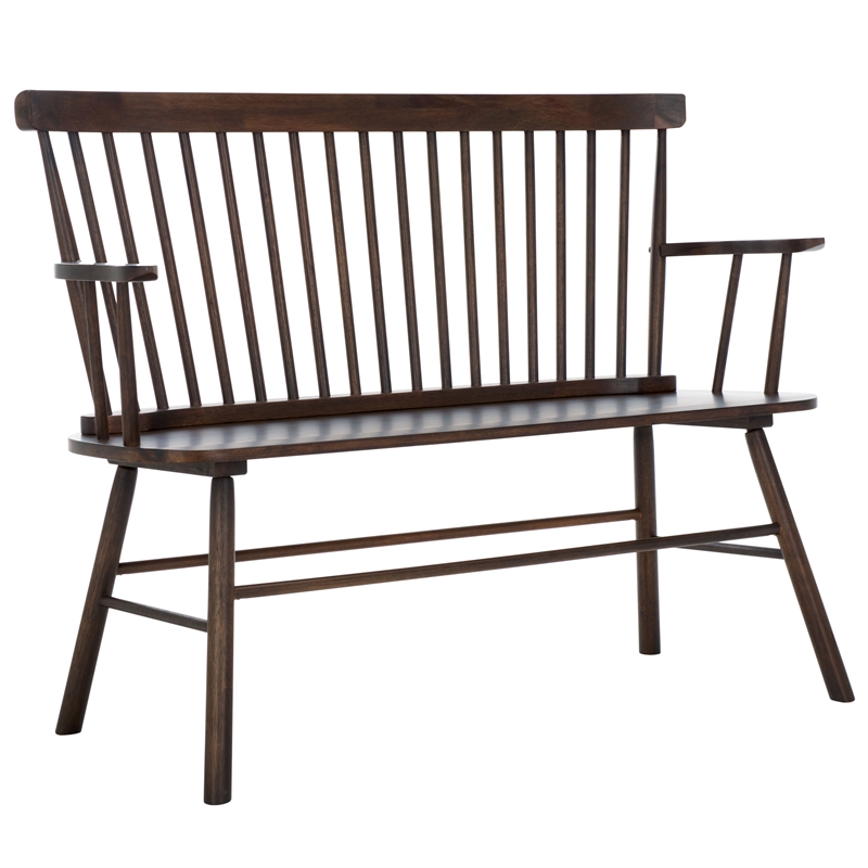 Safavieh Addison Wood Spindleback Settee in Dark Walnut