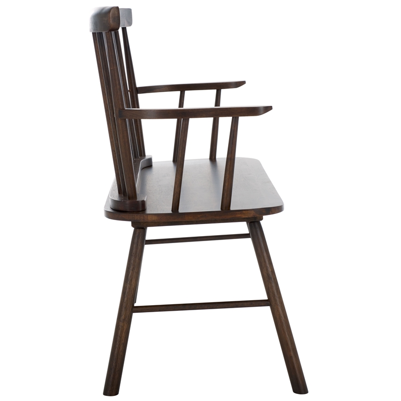 Safavieh Addison Wood Spindleback Settee in Dark Walnut