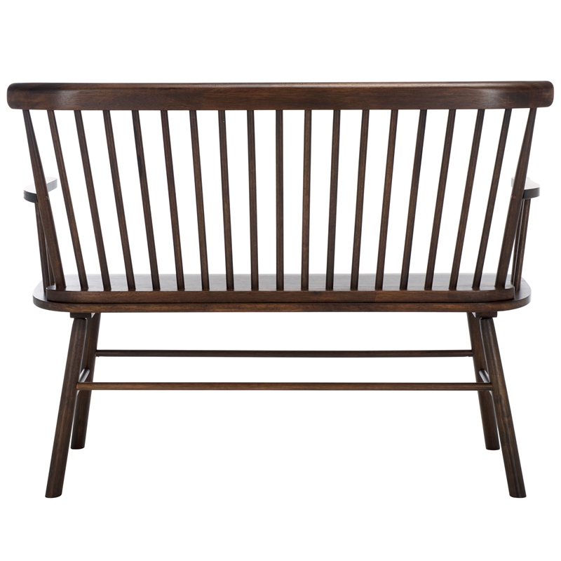 Safavieh Addison Wood Spindleback Settee in Dark Walnut