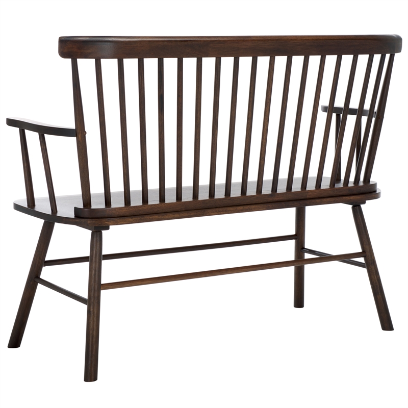 Safavieh Addison Wood Spindleback Settee in Dark Walnut