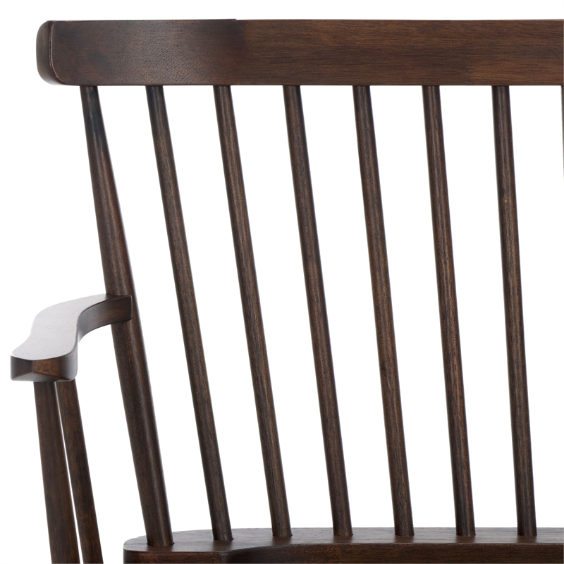 Safavieh Addison Wood Spindleback Settee in Dark Walnut