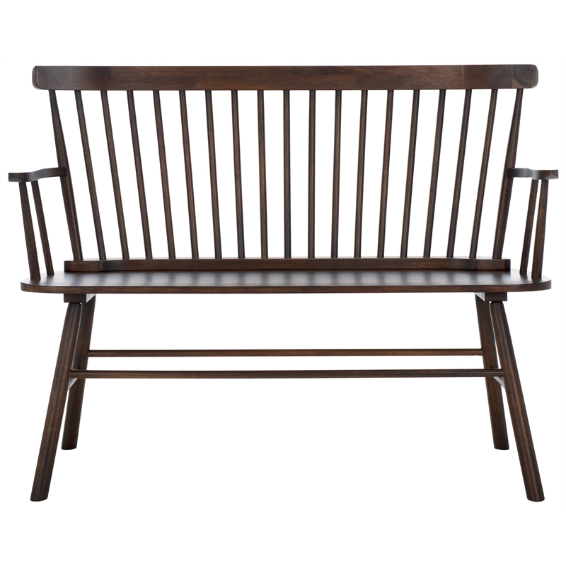 Safavieh Addison Wood Spindleback Settee in Dark Walnut