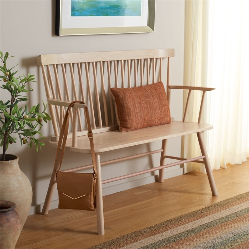 Safavieh Addison Wood Spindleback Settee in White
