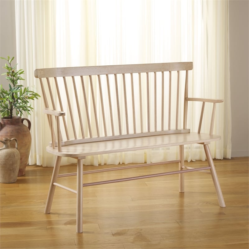 Safavieh Addison Wood Spindleback Settee in White