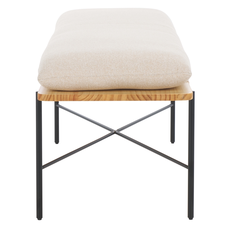 Safavieh Emric Wood and Iron Bench in Cream / Black