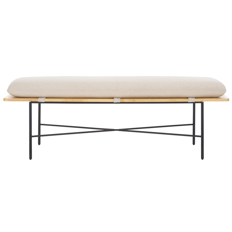 Safavieh Emric Wood and Iron Bench in Cream / Black