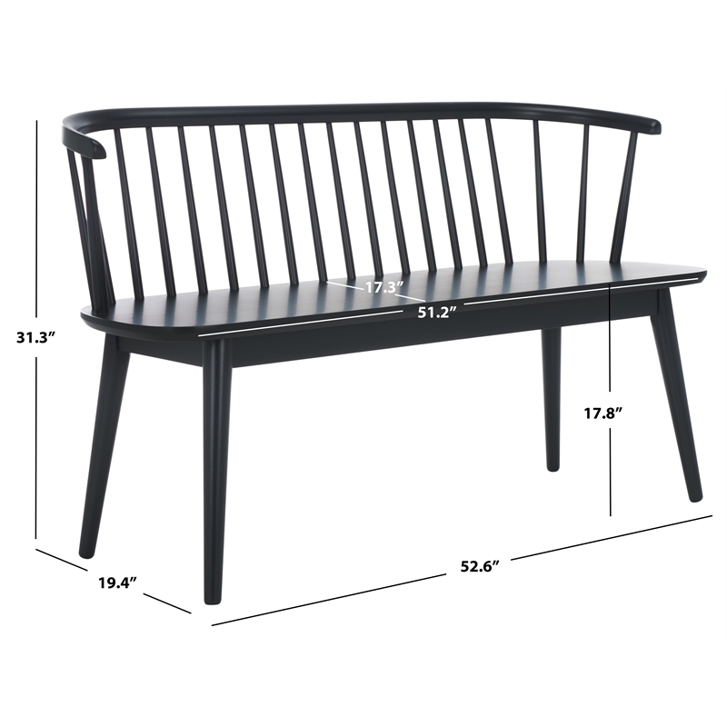 Safavieh Blanchard Wood and Iron Spindle Bench in Matte Black