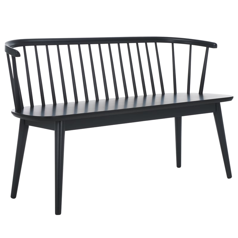Safavieh Blanchard Wood and Iron Spindle Bench in Matte Black