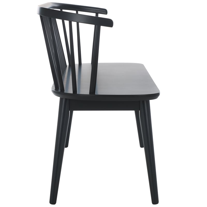 Safavieh Blanchard Wood and Iron Spindle Bench in Matte Black