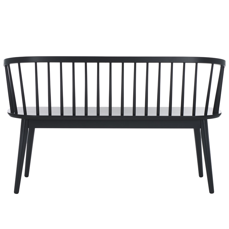 Safavieh Blanchard Wood and Iron Spindle Bench in Matte Black