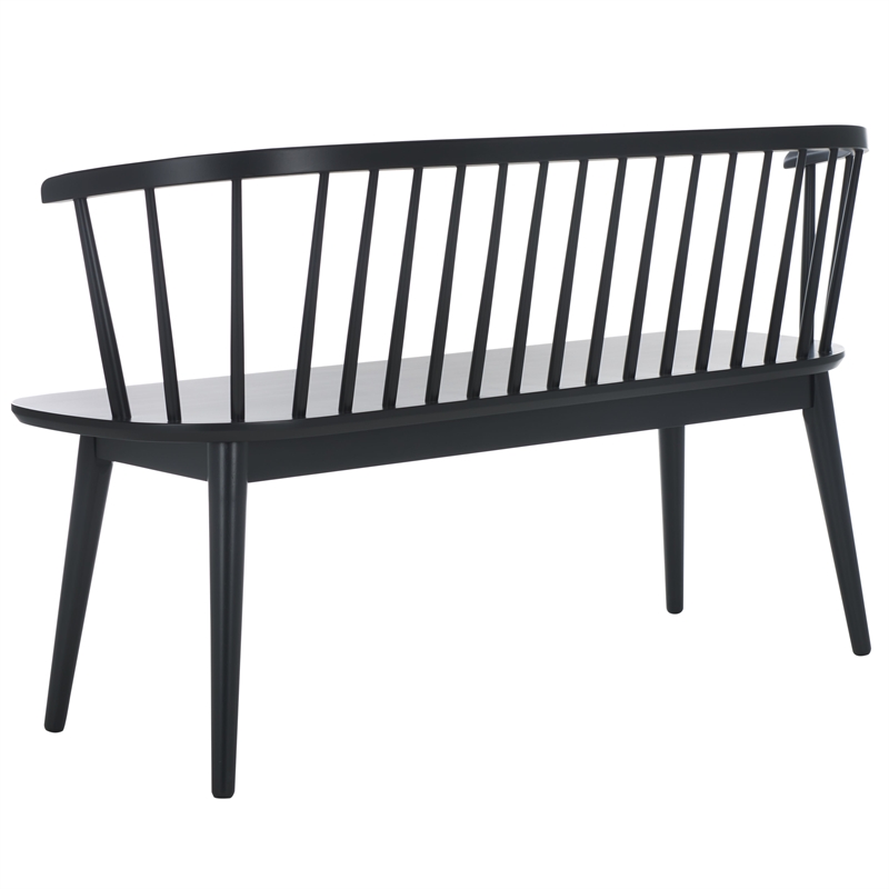 Safavieh Blanchard Wood and Iron Spindle Bench in Matte Black