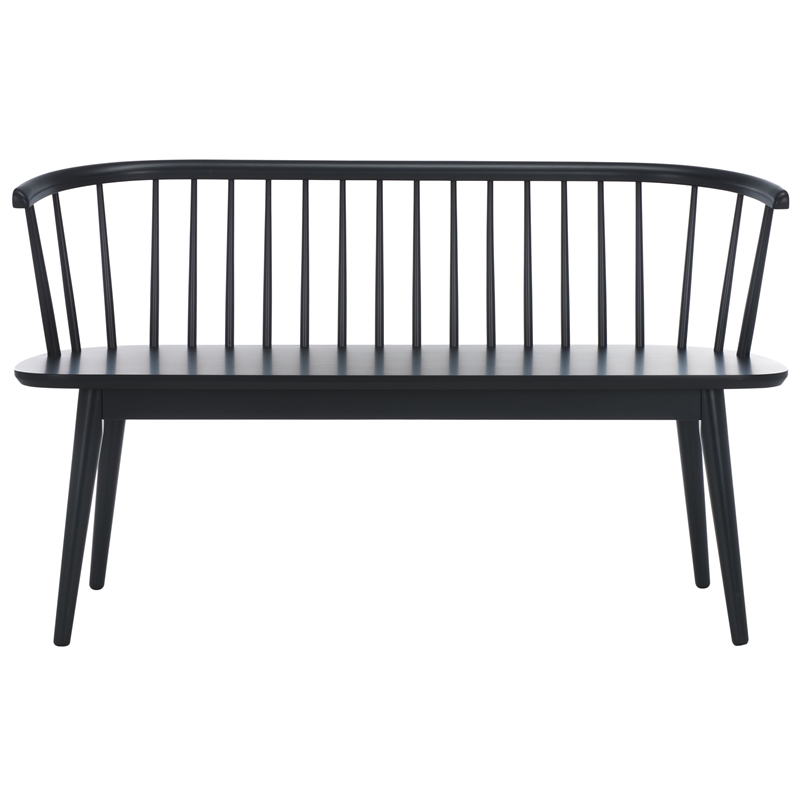 Safavieh Blanchard Wood and Iron Spindle Bench in Matte Black