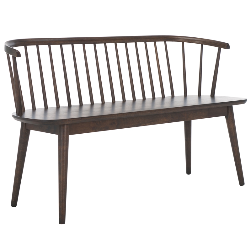 Safavieh Blanchard Wood and Iron Spindle Bench in Dark Walnut
