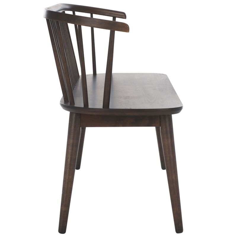 Safavieh Blanchard Wood and Iron Spindle Bench in Dark Walnut