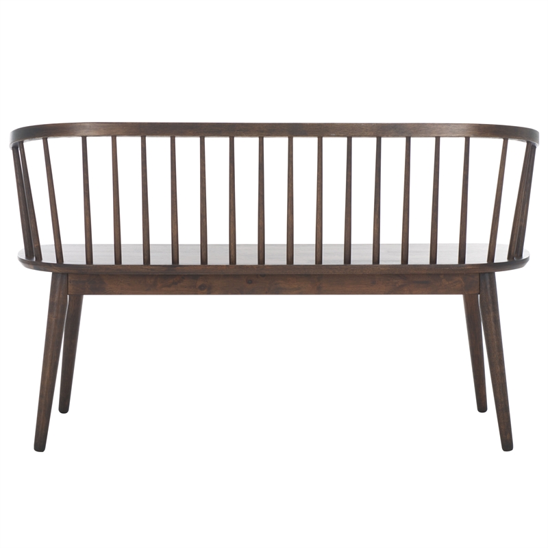 Safavieh Blanchard Wood and Iron Spindle Bench in Dark Walnut