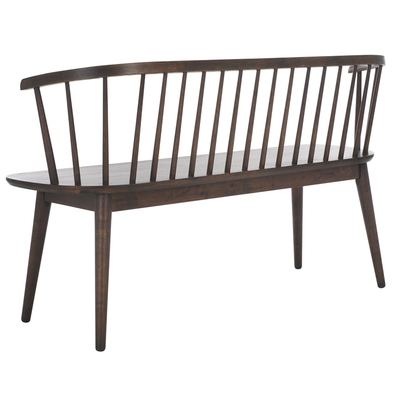 Safavieh Blanchard Wood and Iron Spindle Bench in Dark Walnut