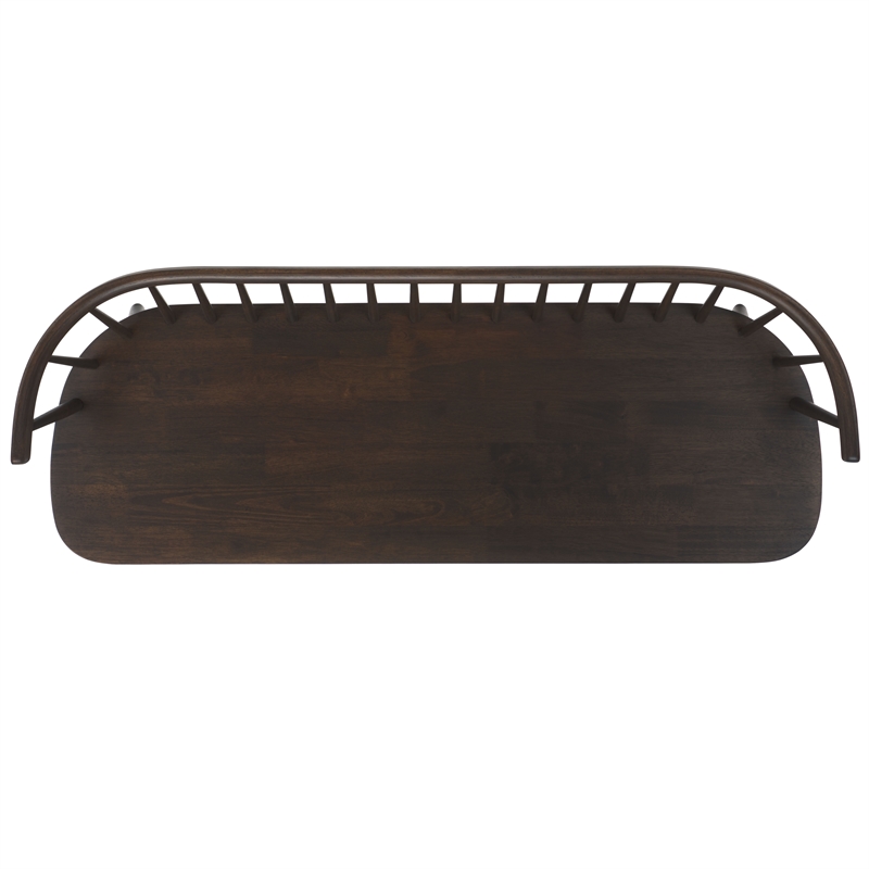 Safavieh Blanchard Wood and Iron Spindle Bench in Dark Walnut
