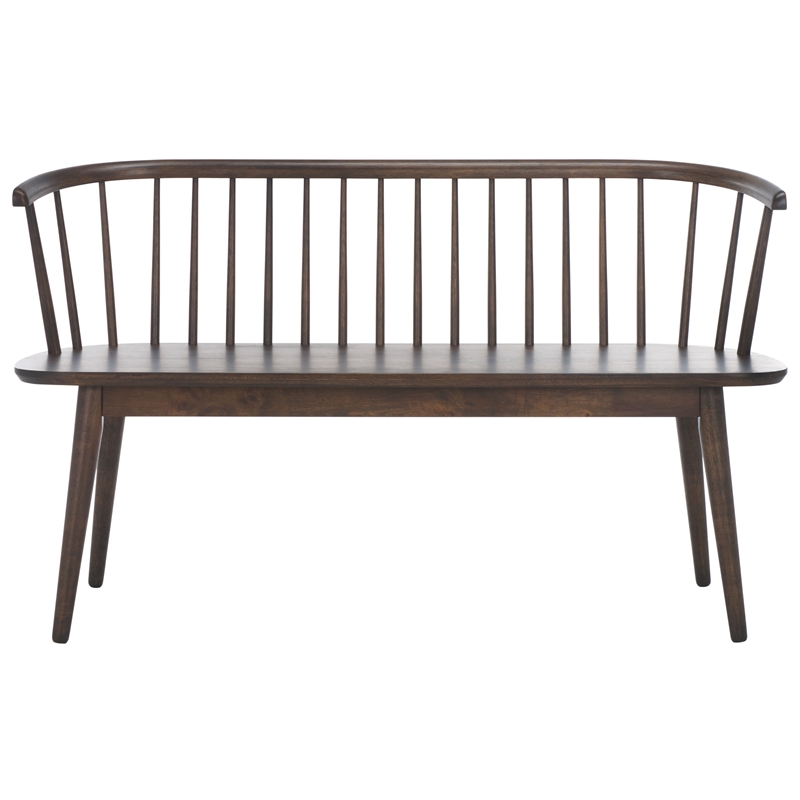 Safavieh Blanchard Wood and Iron Spindle Bench in Dark Walnut