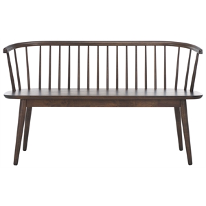 Safavieh Blanchard Wood and Iron Spindle Bench in Dark Walnut