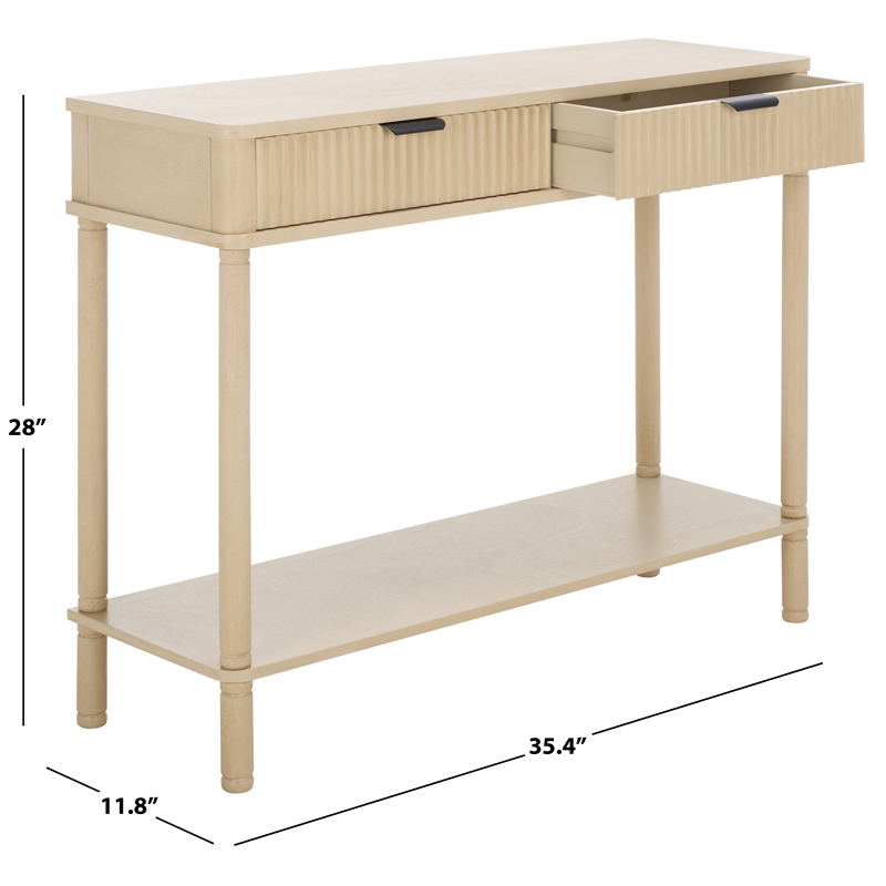 Safavieh Thurston Wood 2 Drw Console in Natural