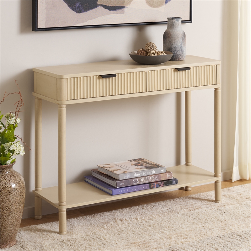 Safavieh Thurston Wood 2 Drw Console in Natural