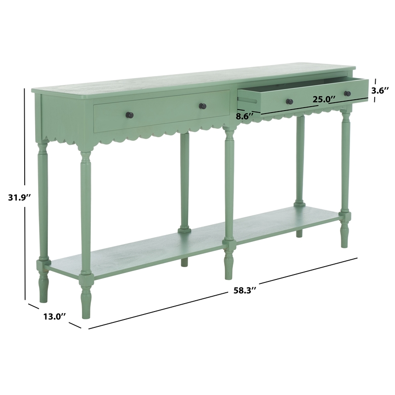 Safavieh Haven Wood 2 Drw Large Console in Sage