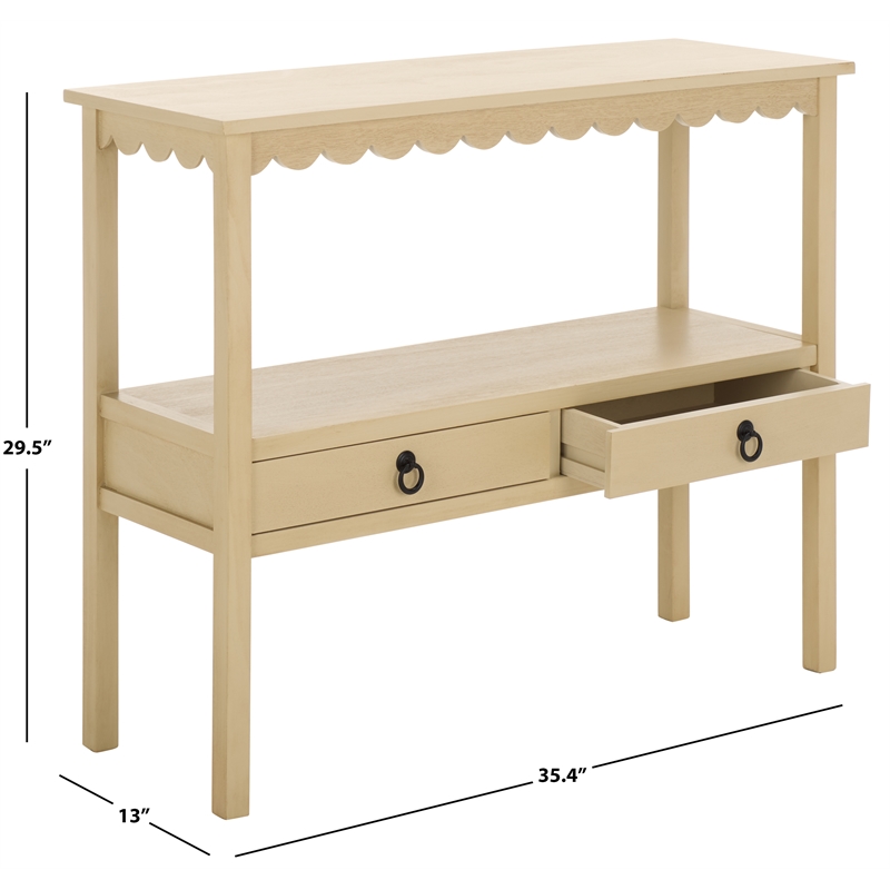 Safavieh Haven Wood Lower 2 Drw Console in Natural
