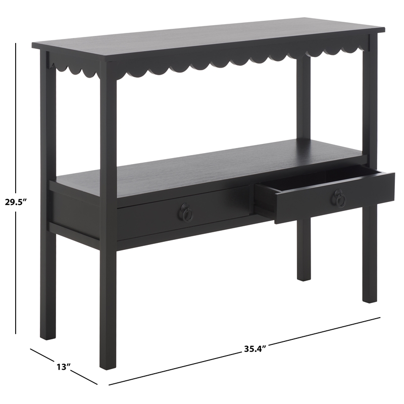 Safavieh Haven Wood Lower 2 Drw Console in Matte Black