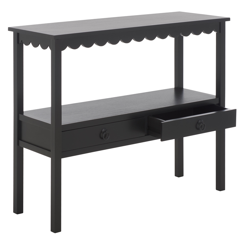 Safavieh Haven Wood Lower 2 Drw Console in Matte Black