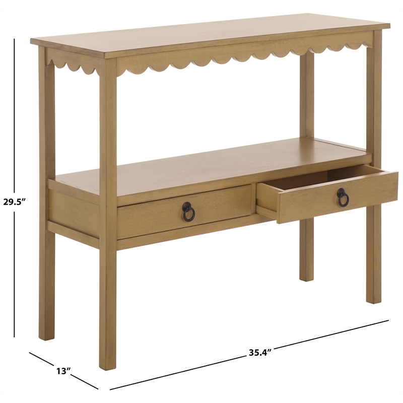 Safavieh Haven Wood Lower 2 Drw Console in Brown