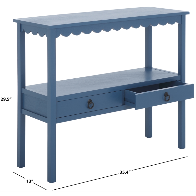 Safavieh Haven Wood Lower 2 Drw Console in Blue