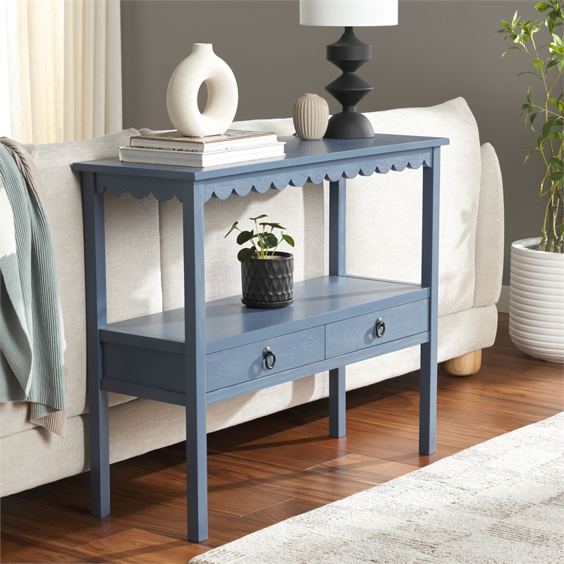 Safavieh Haven Wood Lower 2 Drw Console in Blue