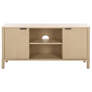 safavieh thurston wood 2 door media stand in natural