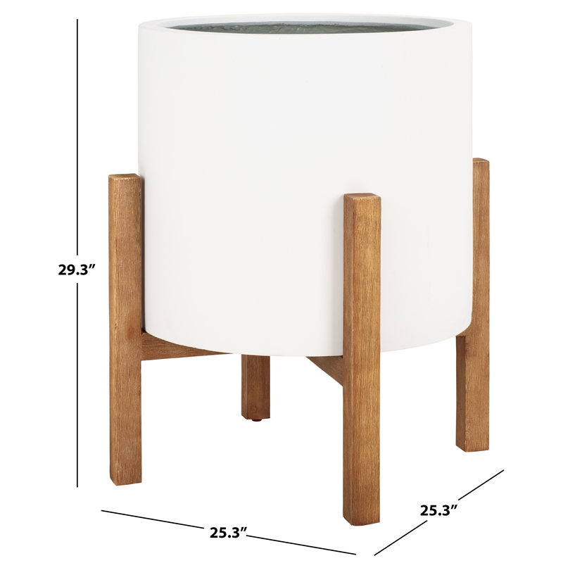 Safavieh Loflen Wood and Concrete Planter in White