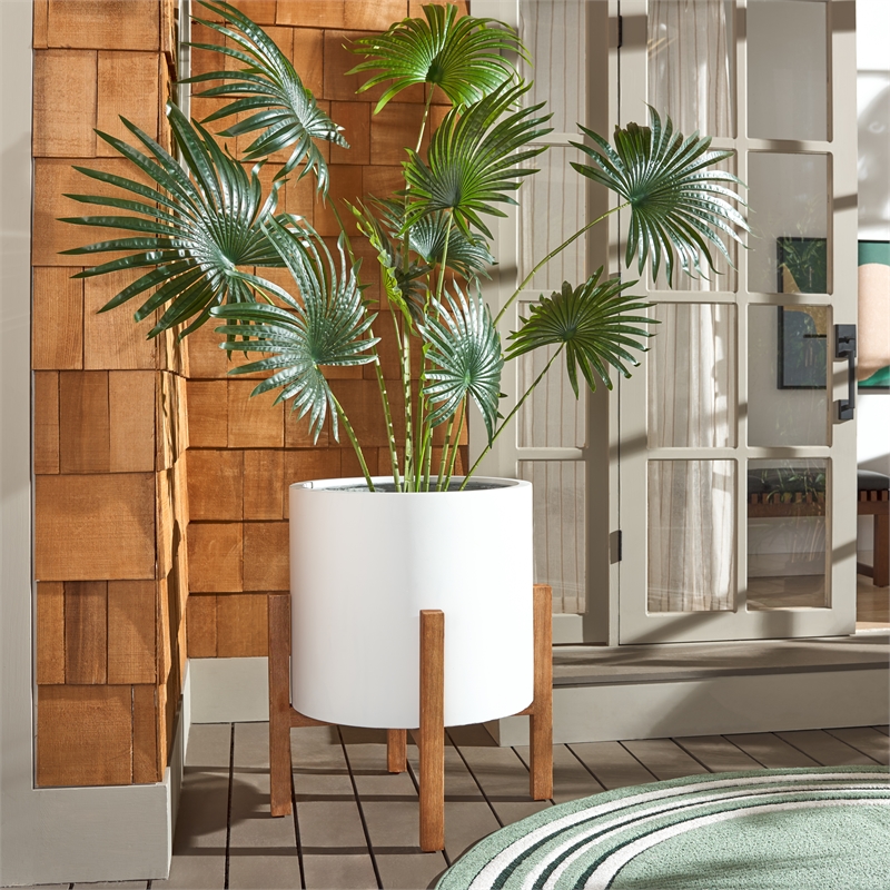 Safavieh Loflen Wood and Concrete Planter in White