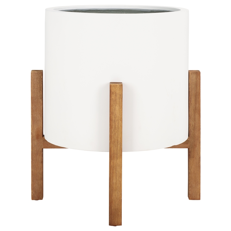 Safavieh Loflen Wood and Concrete Planter in White