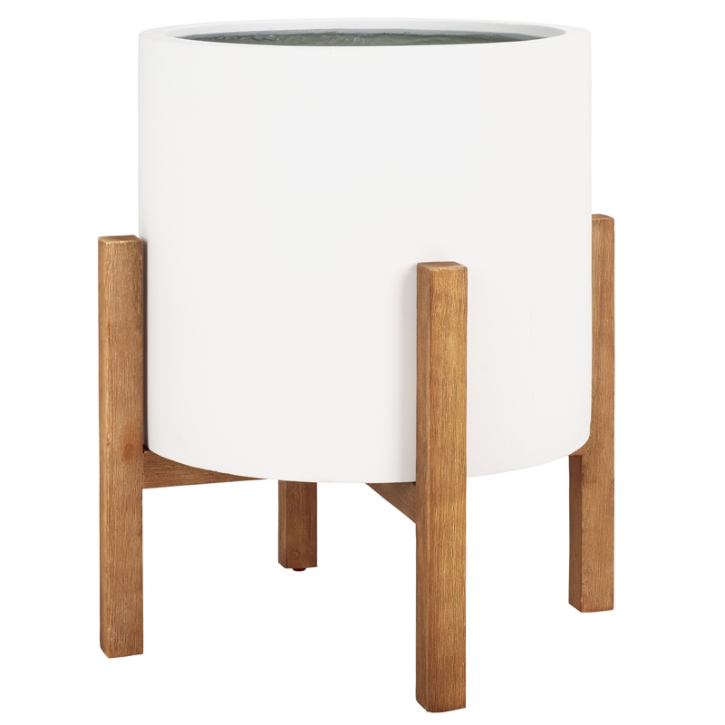 Safavieh Loflen Wood and Concrete Planter in White