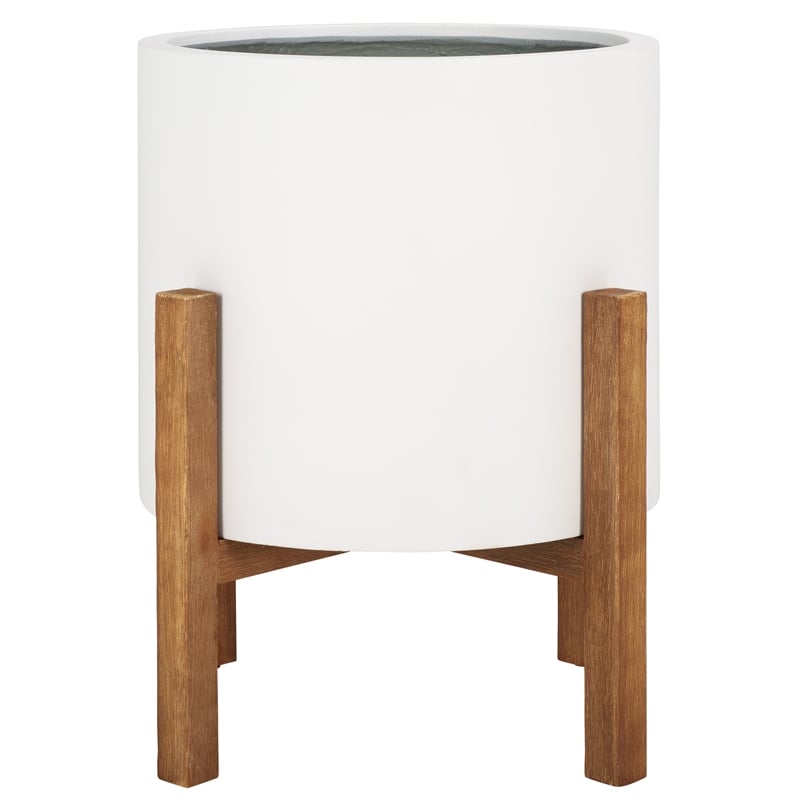 Safavieh Loflen Wood and Concrete Planter in White