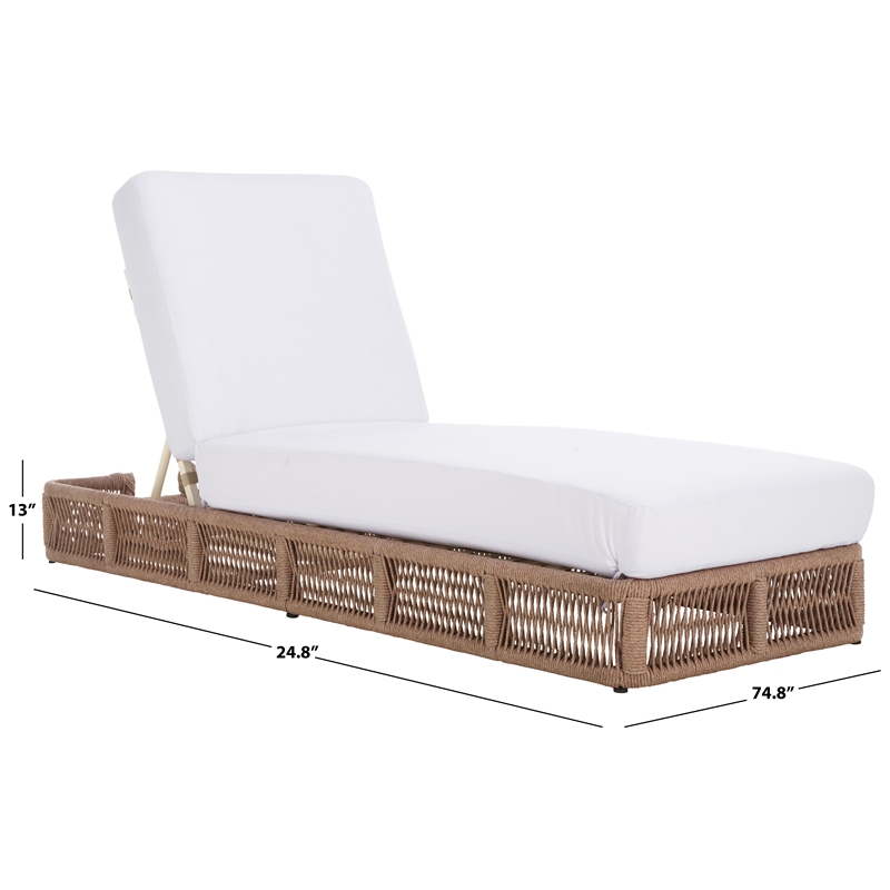 Safavieh Gillian Steel and Polyester Sunlounger in Natural / White