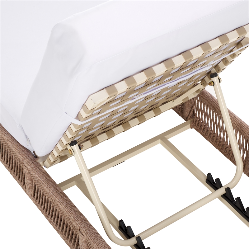 Safavieh Gillian Steel and Polyester Sunlounger in Natural / White