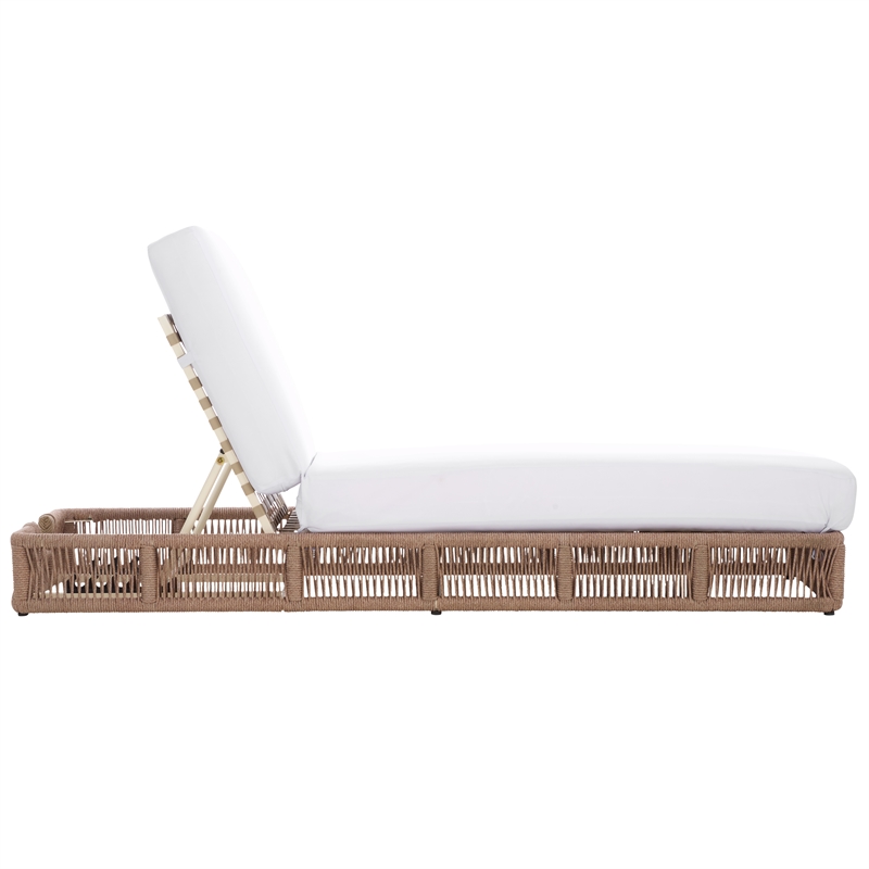 Safavieh Gillian Steel and Polyester Sunlounger in Natural / White