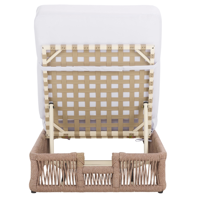 Safavieh Gillian Steel and Polyester Sunlounger in Natural / White