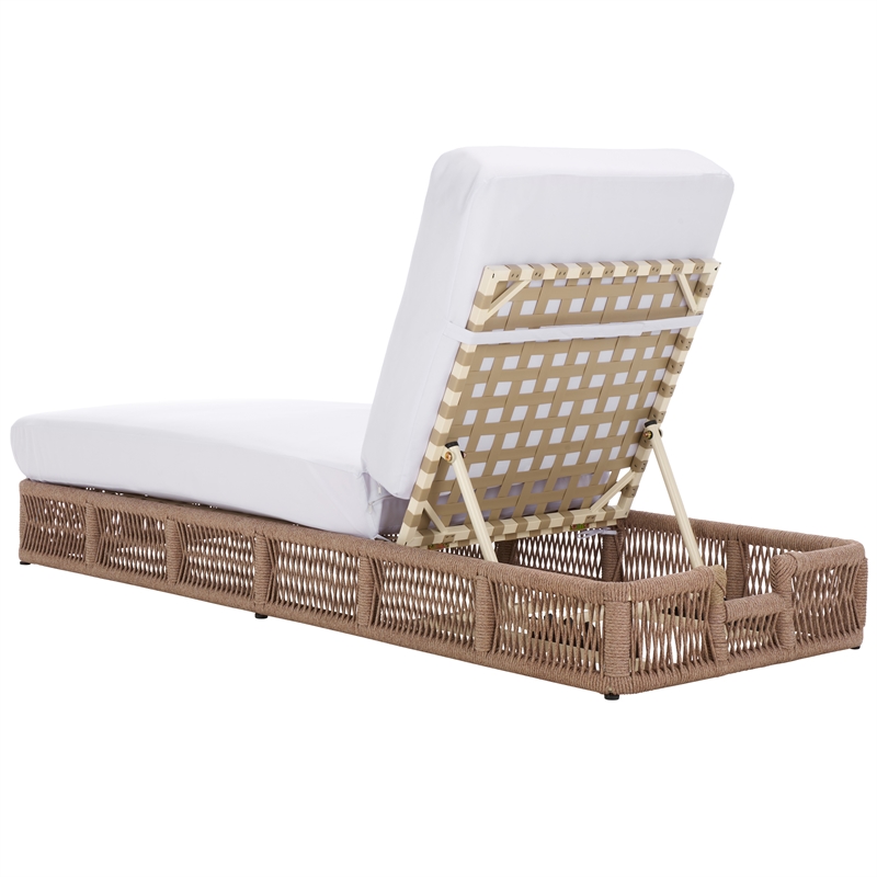 Safavieh Gillian Steel and Polyester Sunlounger in Natural / White