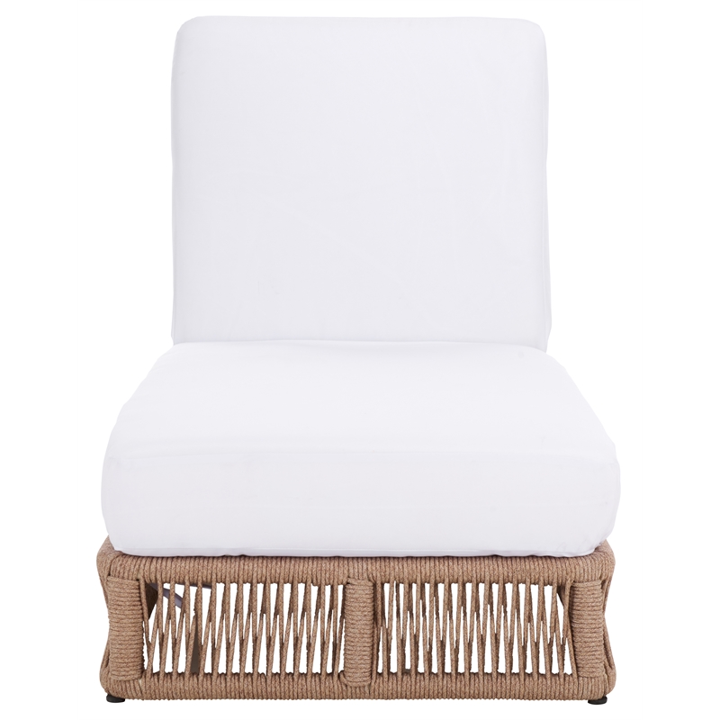 Safavieh Gillian Steel and Polyester Sunlounger in Natural / White