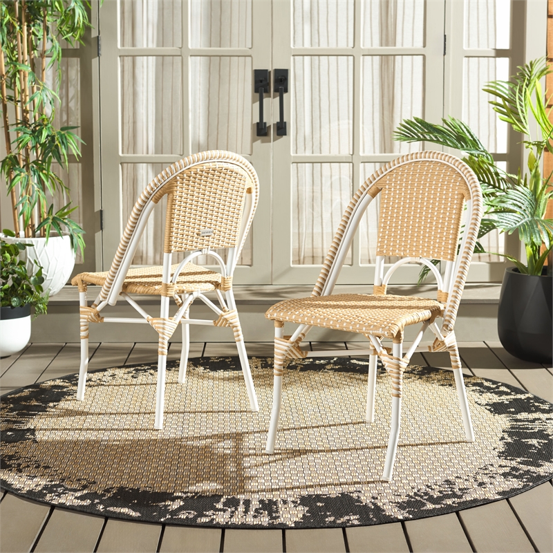 Safavieh Torino Aluminum Side Chair Set Of 2 in Natural /White